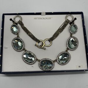 Mythologie Antique Gold Mint Green Statement Necklace New